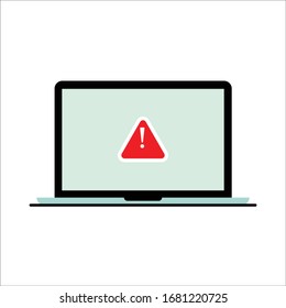 Vector de portátil con signo de alerta