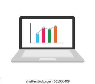 Laptop vector with bar chart on the screen