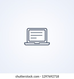 Laptop, vector best gray line icon on white background, EPS 10