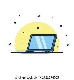 Laptop Vector With Blue Empty Screen Illustration. Laptop Icon Isolated On White Background. Mockup Icon.