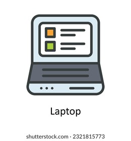 Umriss-Vektorgrafik-Design-Illustration für Laptop-Vector-Fill. Multimedia-Symbol auf weißem Hintergrund - EPS10-Datei