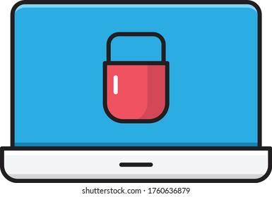 laptop vector flat color icon 