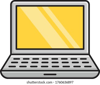 laptop vector flat color icon 