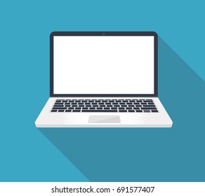 Laptop Vector. Flat icon illustration. Color background.