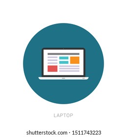 Laptop vector flat icon on white background