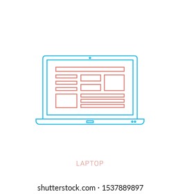 Laptop vector flat icon on white background