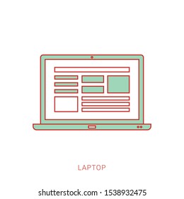 Laptop vector flat icon on white background