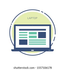 Laptop vector flat icon on white background