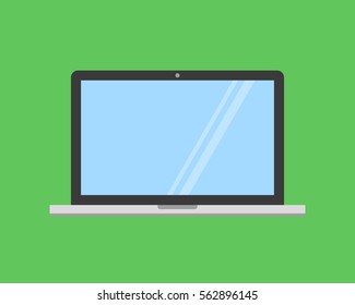 Laptop Vector Flat Icon On Colored Background