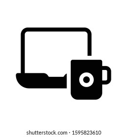laptop vector glyph flat icon 