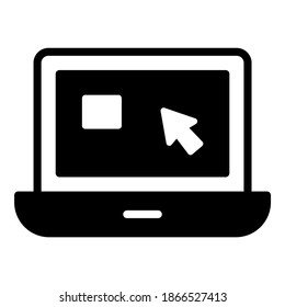 laptop vector glyph icon, school and education icon