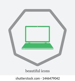 A laptop vector icon .A sign of a laptop. A symbol of a laptop.
