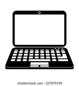 Laptop vector icon - black illustration