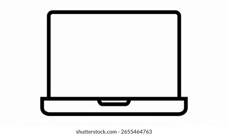 Laptop Vector Icon. Vector black and white editable linear illustration of a laptop.