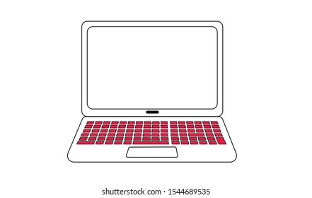 Laptop Vector Icon. Cartoon flat vector illustration in line style.