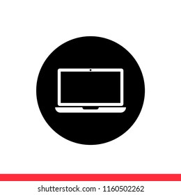 Laptop vector icon, computer symbol. Simple, flat design for web or mobile app