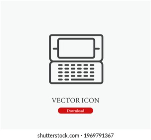 Laptop vector icon.  Editable stroke. Symbol in Line Art Style for Design, Presentation, Website or Apps Elements. Pixel vector graphics - Vector