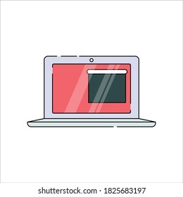 Laptop vector icon in flat art style with a reflection on the screen. EPS10