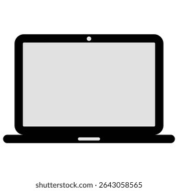 Laptop Vector Icon, Flat Computer Silhouette Design.
