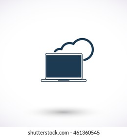 Laptop vector icon. Graphic symbol for web design, logo. Isolated sign on a white background. 