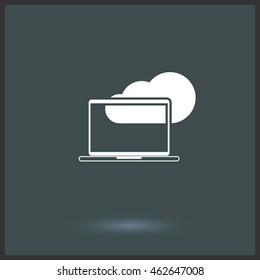 Laptop vector icon. Graphic symbol for web design, logo. Isolated sign on a gray background. 