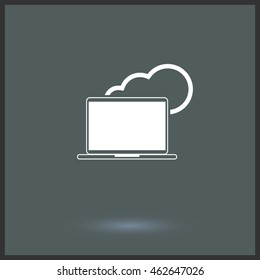 Laptop vector icon. Graphic symbol for web design, logo. Isolated sign on a gray background. 