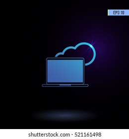 Laptop vector icon. Graphic symbol for web design, logo.