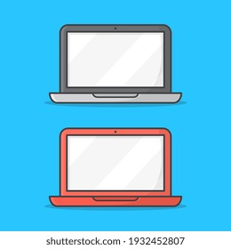 Laptop Vector Icon Illustration Set. Laptop Computers