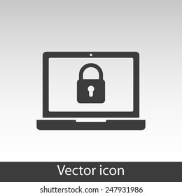 laptop vector icon with lock