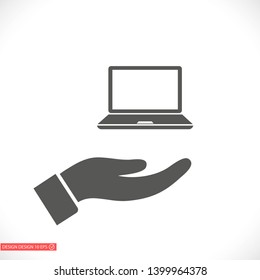 Laptop  vector icon , lorem ipsum Flat design