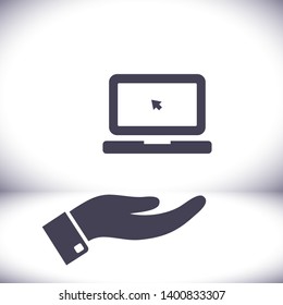 Laptop  vector icon , lorem ipsum Flat design