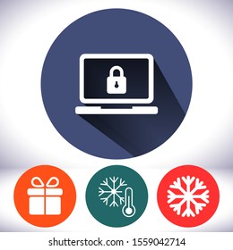 Laptop vector icon , lorem ipsum Flat design