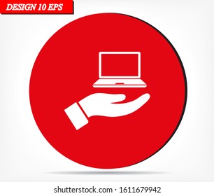 Laptop vector icon , lorem ipsum Flat design