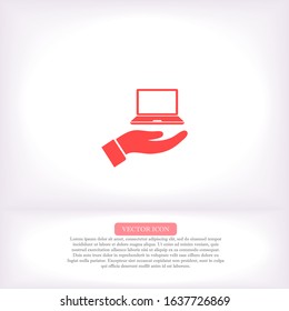 Laptop vector icon , lorem ipsum Flat design