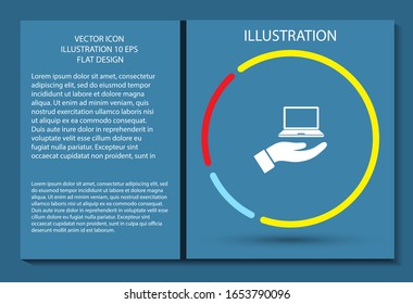 Laptop vector icon , lorem ipsum Flat design