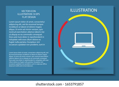 Laptop vector icon , lorem ipsum Flat design