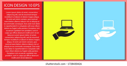 Laptop vector icon , lorem ipsum Flat design
