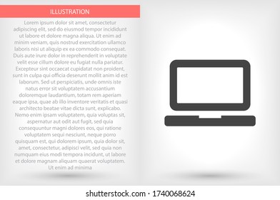 Laptop-Vektor-Ikone, lorem ipsum flaches Design