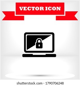 Laptop vector icon , lorem ipsum Flat design
