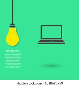 Laptop vector icon , lorem ipsum Flat design