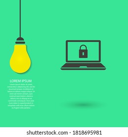 Laptop vector icon , lorem ipsum Flat design