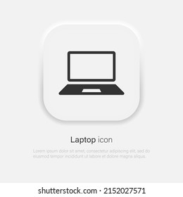 Laptop vector icon. Notebook digital device symbol in neumorphism style. Vector EPS 10