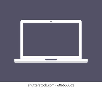 laptop vector icon on dark blue background