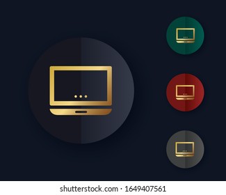 laptop vector icon on gold color