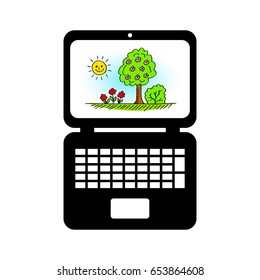 Laptop vector icon on white background