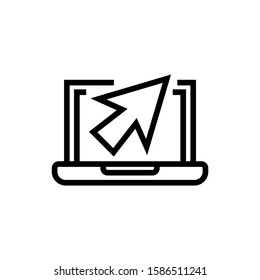 laptop vector icon in outline style on white background,