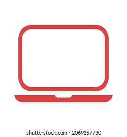 Laptop vector icon. Red symbol