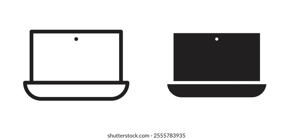 Laptop vector icon set in black color.