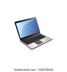 Laptop Vector Icon Side View On White Background