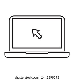 Laptop-Vektor-Symbol einfache flache Liner-Illustration auf weißem Hintergrund..eps